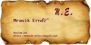 Mravik Ernő névjegykártya